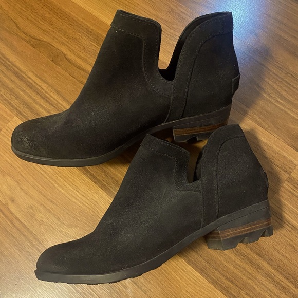 Sorel booties black nubuck leather size 8.5 women’s - Picture 1 of 6